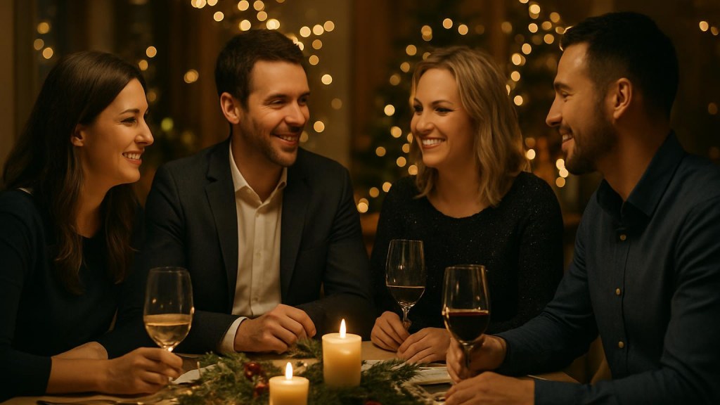Gruppo di adulti in contesto sociale per Capodanno